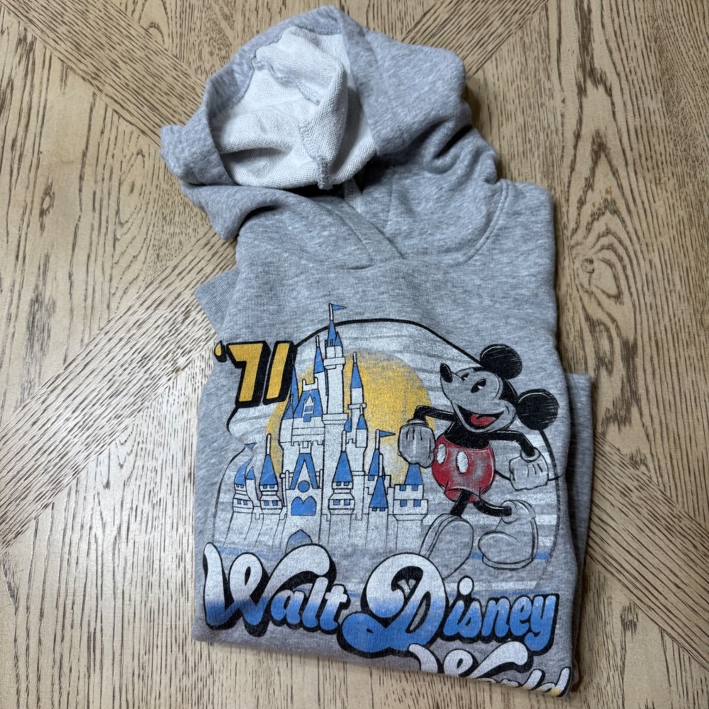 Disney Parks women's XL Gray Walt Disney World Mickey Mouse Tie Front Hoodie